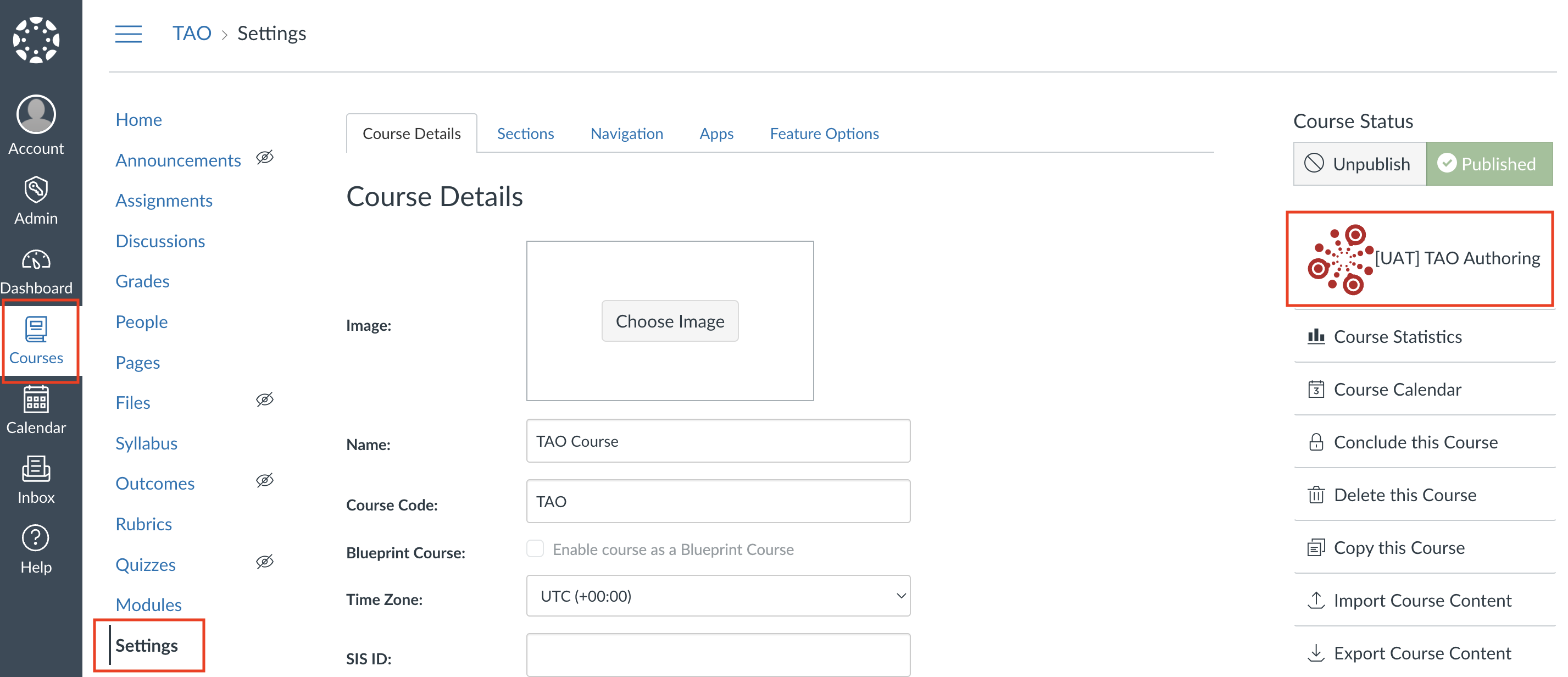 TAO Authoring in Canvas