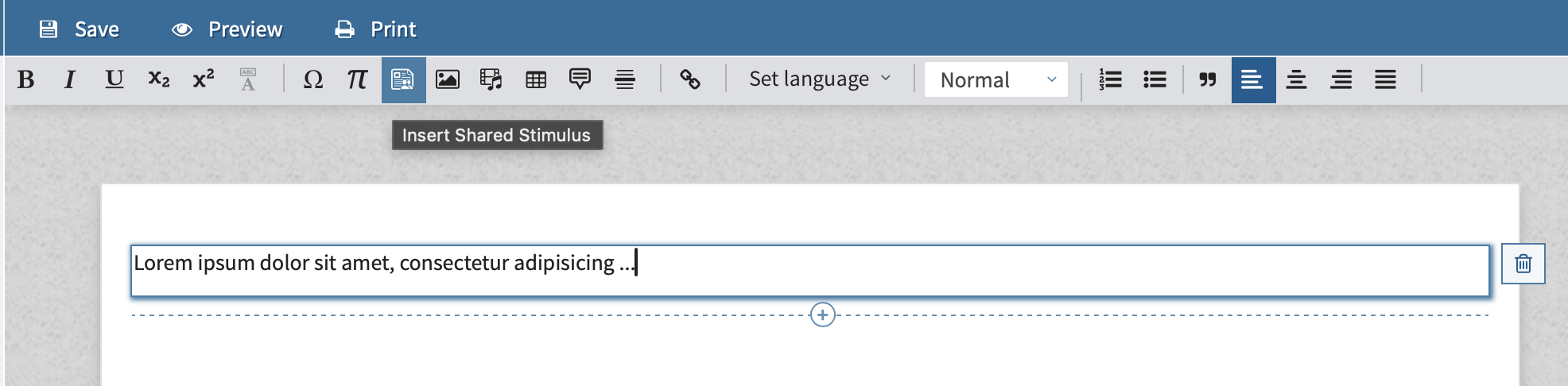 Inserting a passage (or shared stimulus)