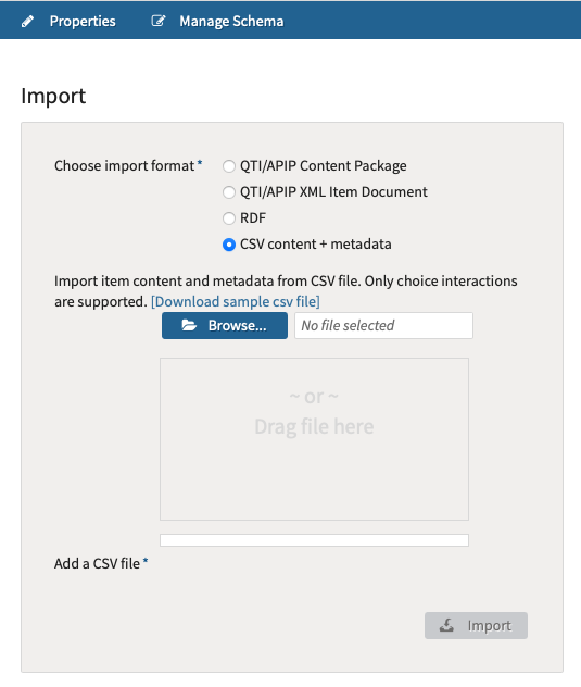 Importing premade items via CSV