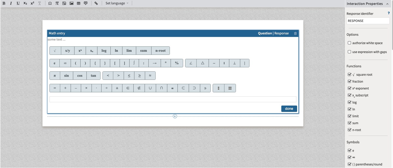 Math entry interaction