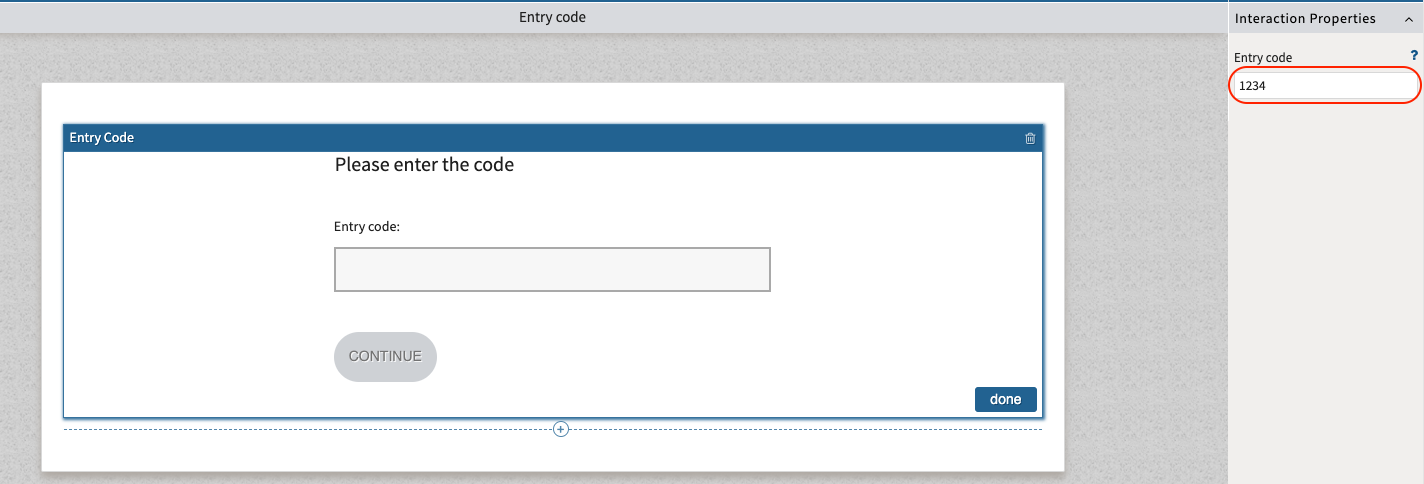 Adding an Entry Code interaction