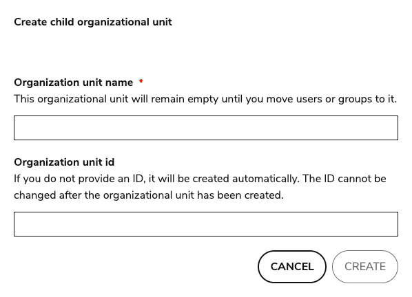 creating an organization unit form