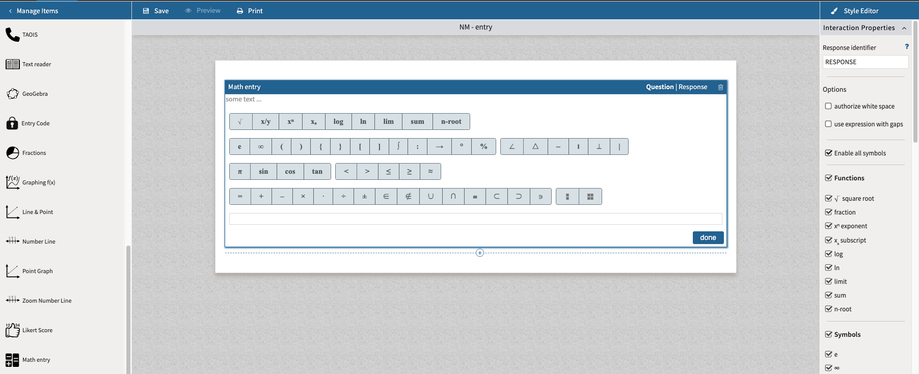 Math entry interaction