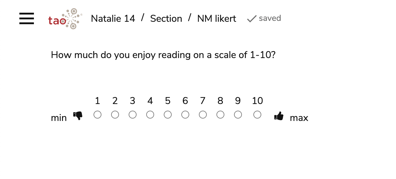 Likert interaction in TAO Advance
