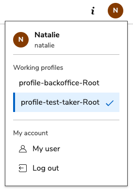Switching between the test taker and administrative view