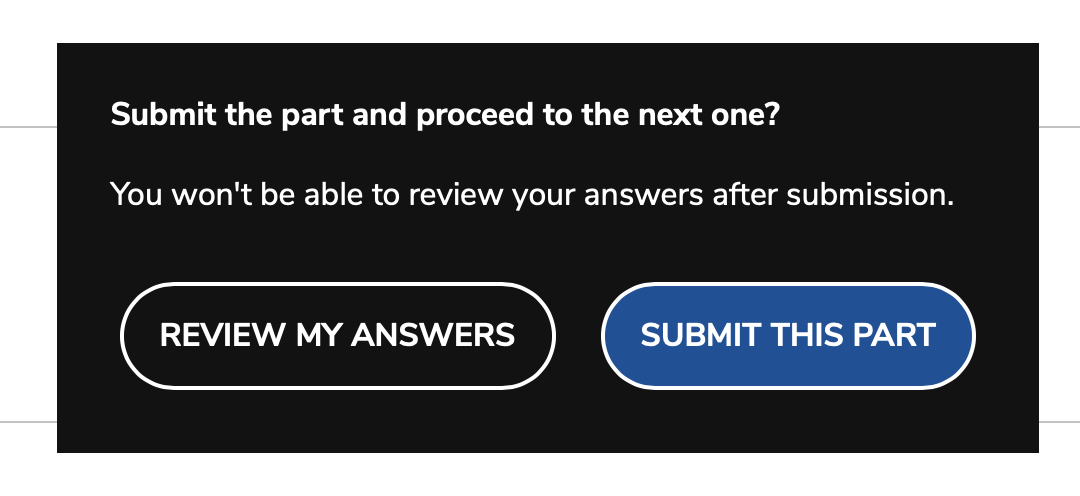 Next Assessment Part warning