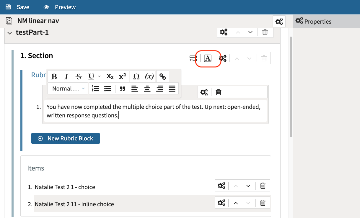 adding a rubric block with no conditions