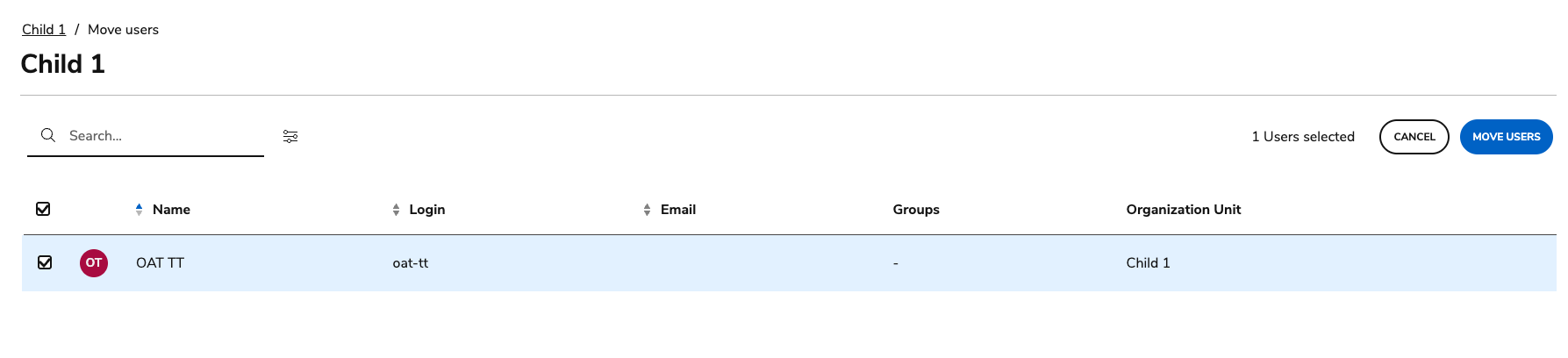 Moving users to a different OU