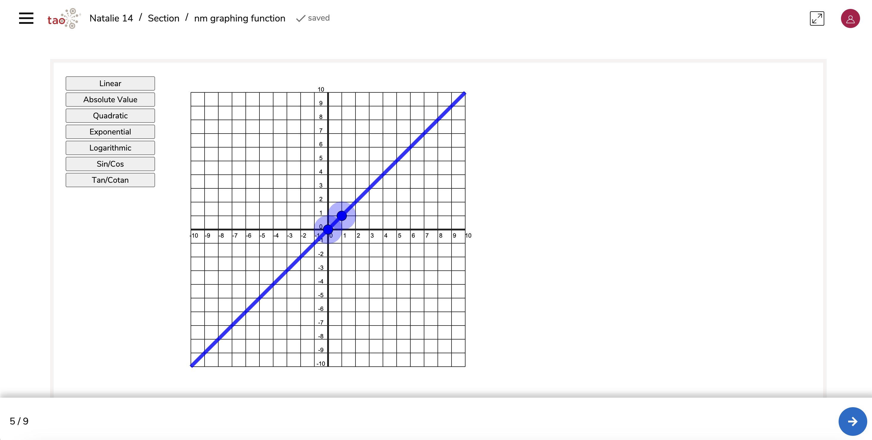 Graphing Function in TAO Advance