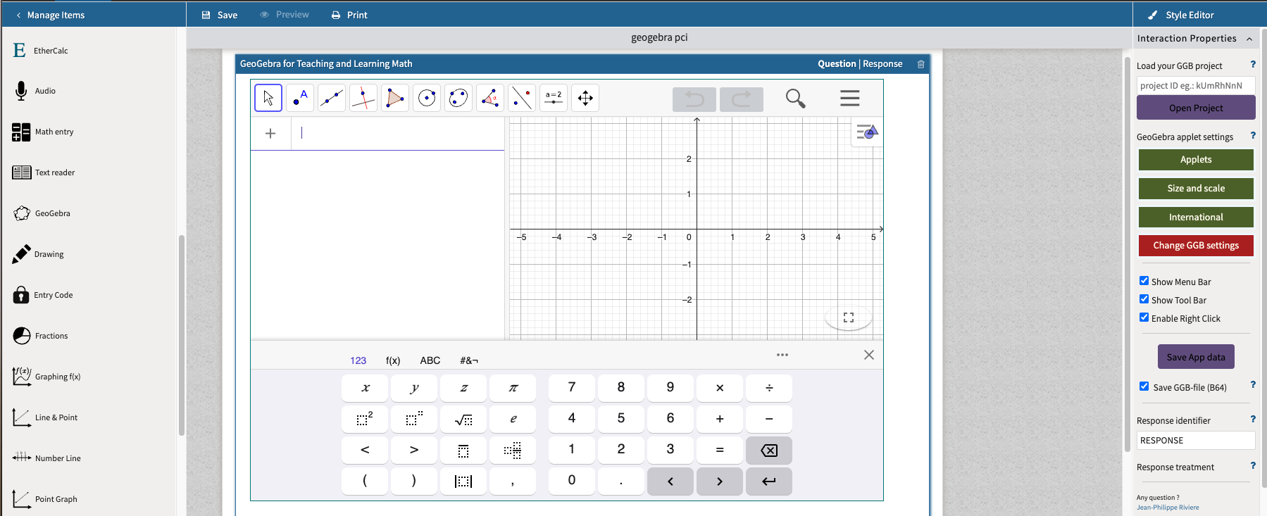 GeoGebra interaction