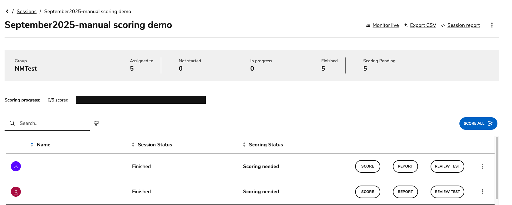 Score individual or a batch of assessments