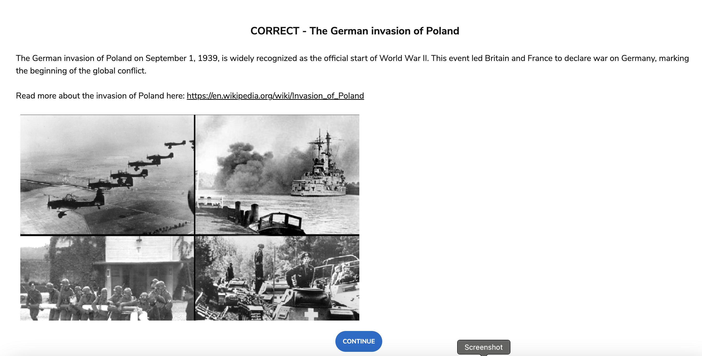 Choice interaction with feedback (feedback)