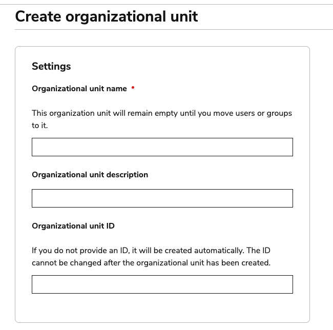 Creating an organizational unit
