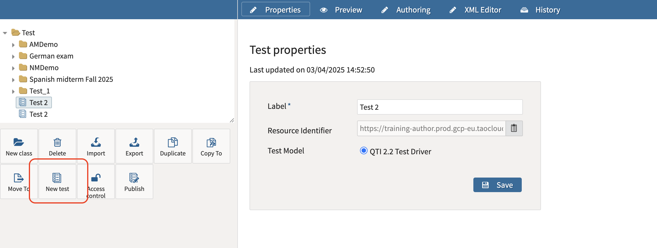 Creating a new test