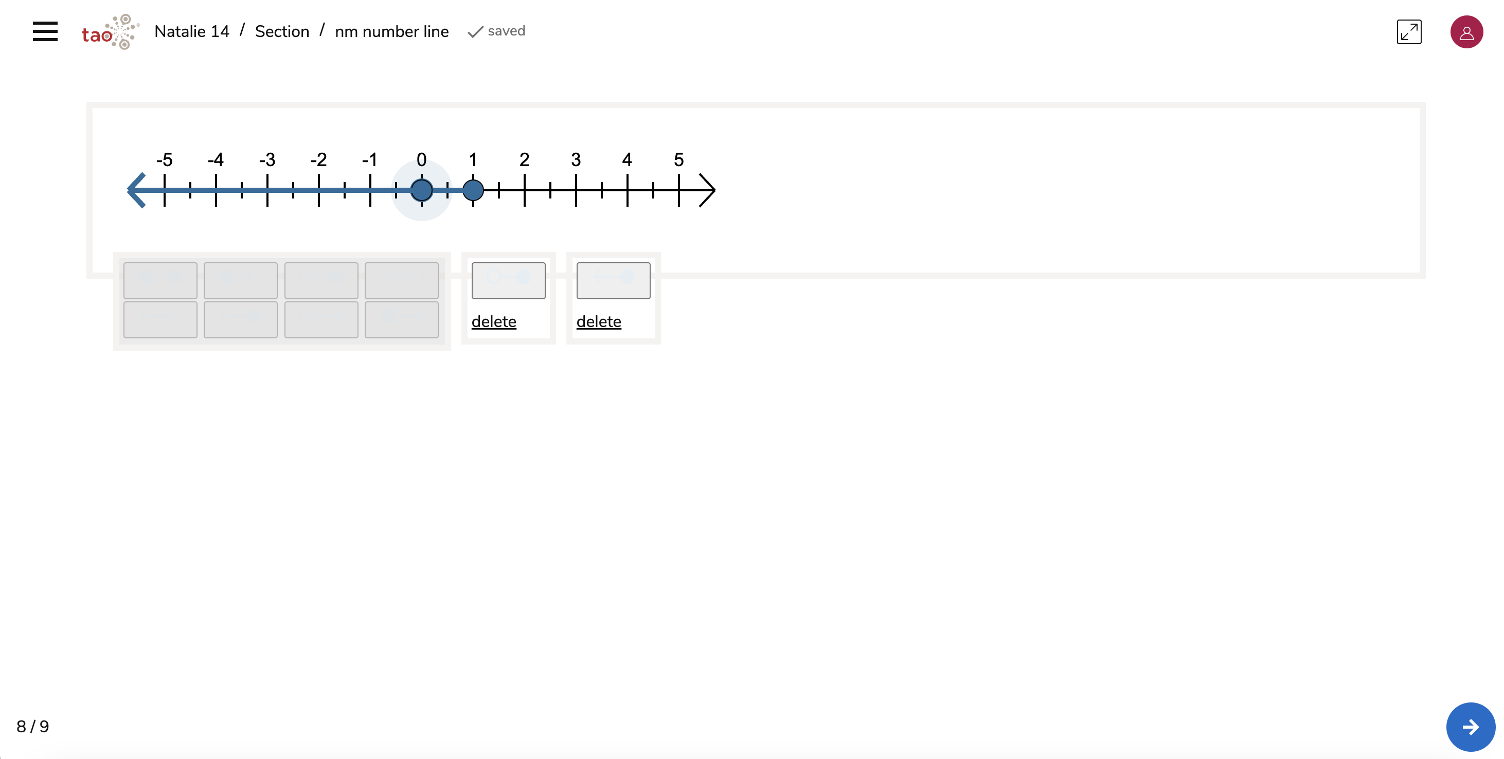 Number Line interaction in TAO Advance